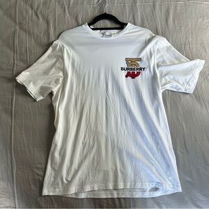 Burberry White Short Sleeve Tee with Logo